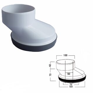 the white pvc toilet positioner pipe fitting with rubber ring directly discharges water.